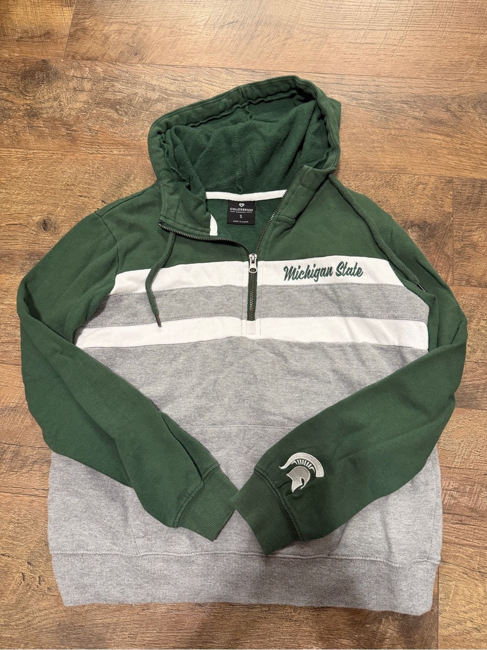 Colosseum Green and Gray Men's Zip-Up Hoodie Sweater